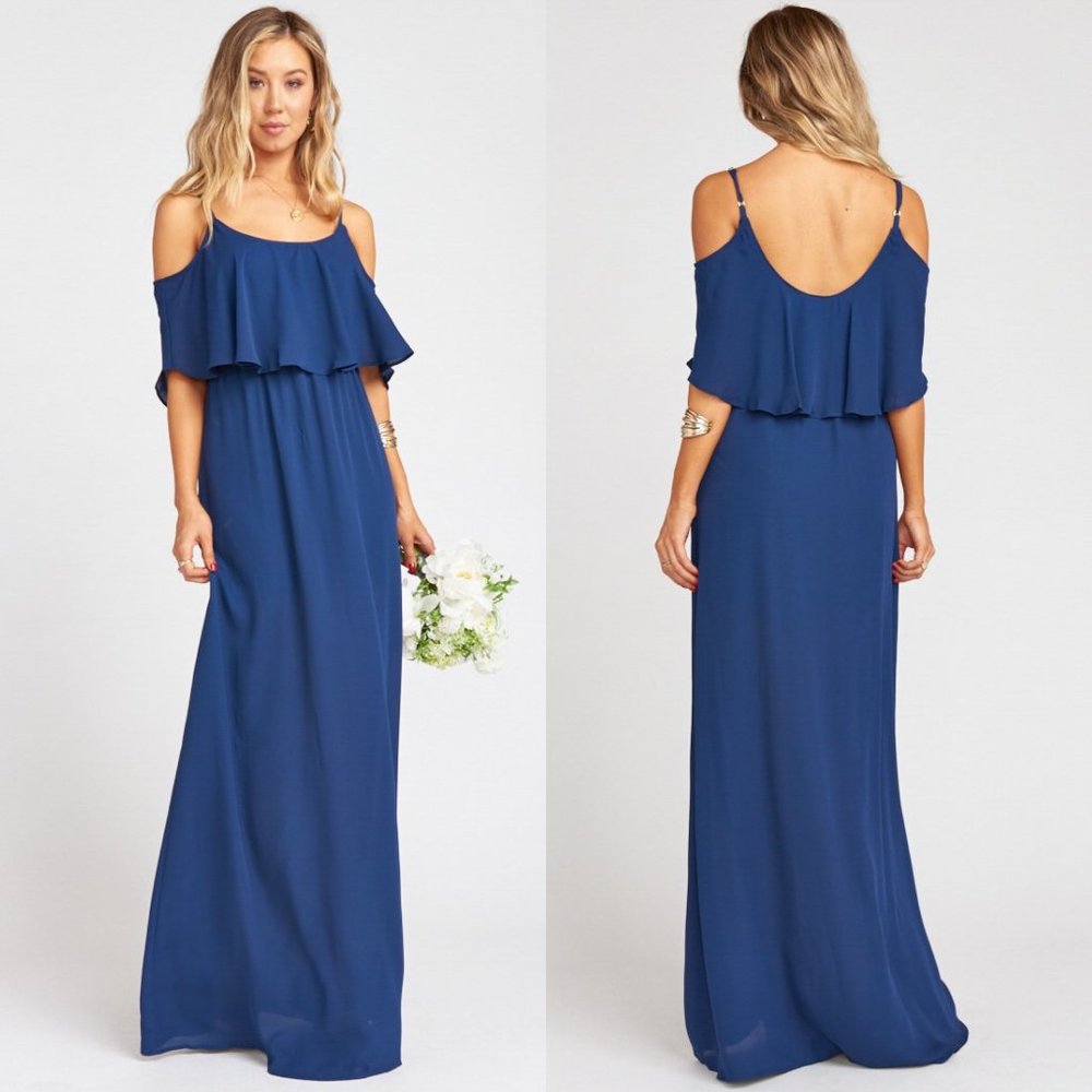 Show me your Mumu Caitlin Ruffle Maxi Dress Blue